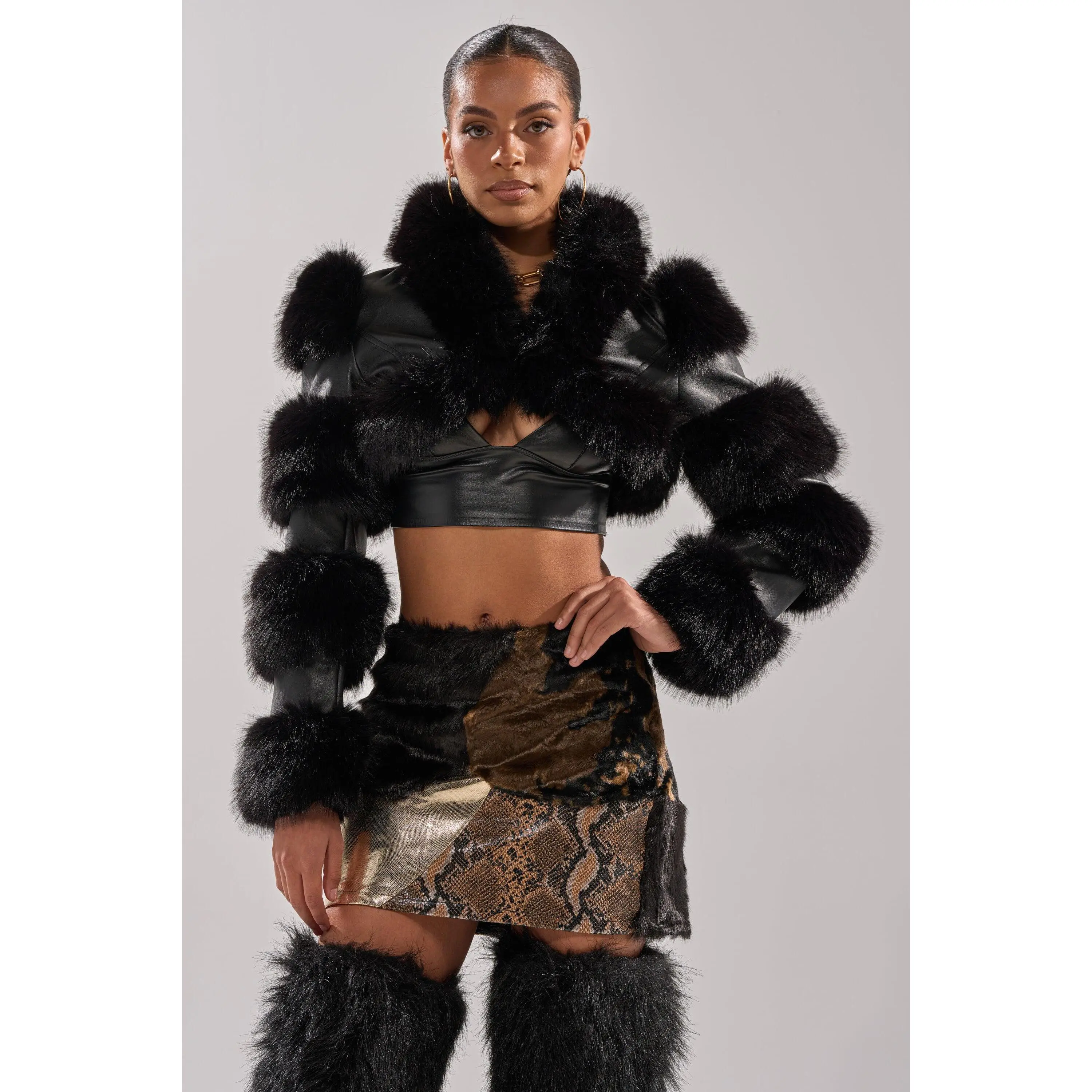 LOVERGIRL ULTRA CROP FUR TRIM MOTO - TikTok Shop