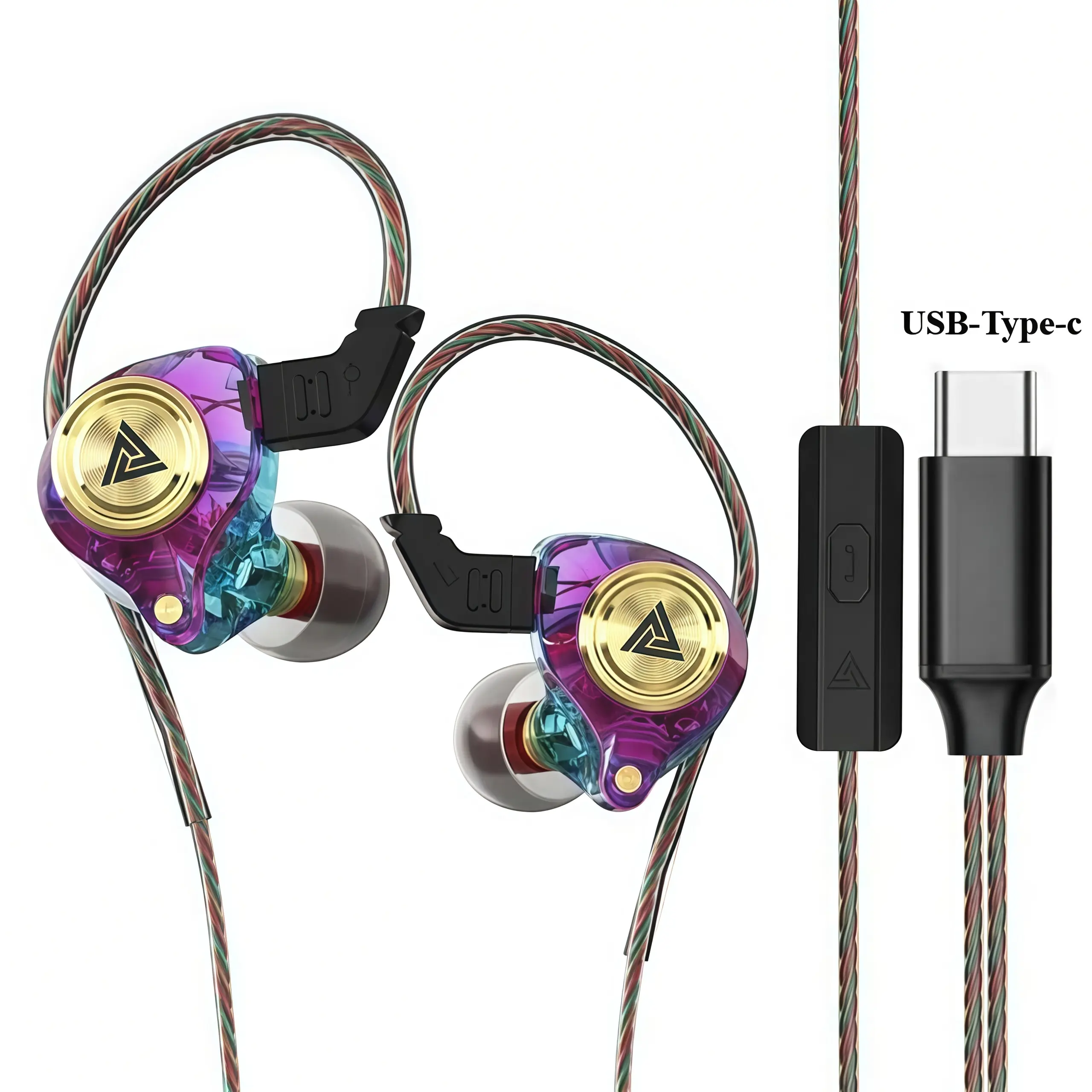 Reloyar QKZ AK3 Wired In-Ear Headphones with Type-C Headphone Jack, Built-In Mic, 8D Audio, HiFi Subwoofer, Noise Cancelling, 3D Stereo Sound, Lightweight for Long Wear - Portable for Gym, Music, Gaming & Sports Use