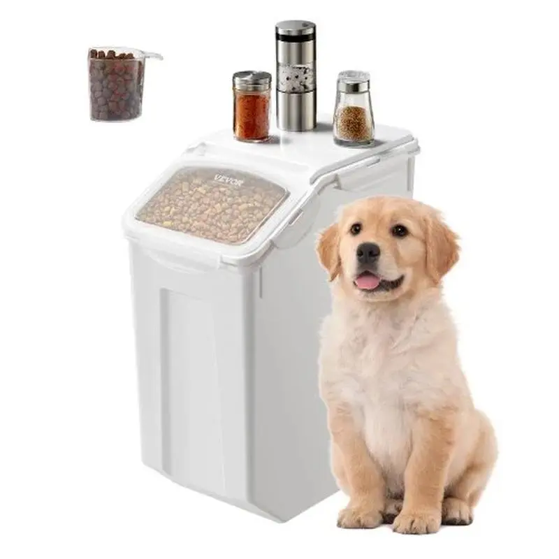 Rectangular Airtight 4.5Gallon/20L Rice & Dog Food Storage Container Bin with Wheels, Measuring Cup, 1 Pack for Kitchen Grains, Cereal
