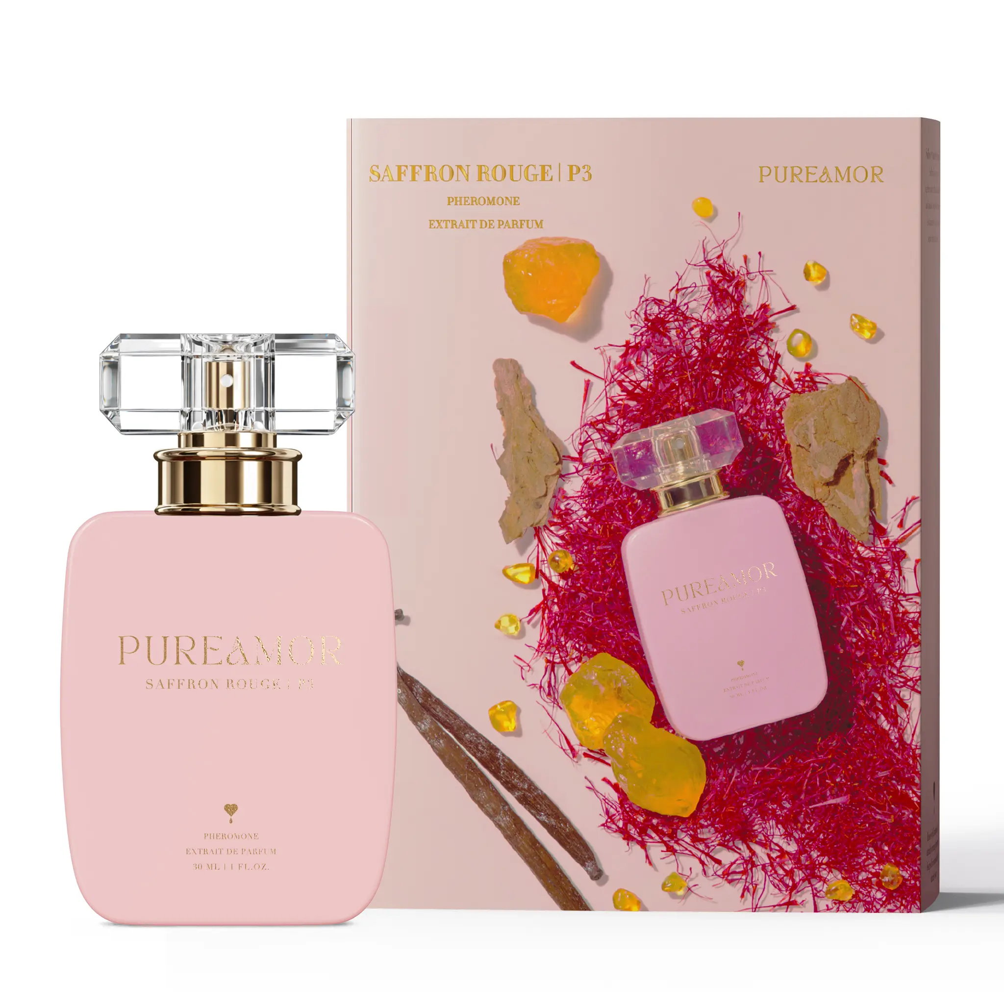 PUREAMOR Saffron Rouge P3 Pheromone Perfume for Women, Extrait de Parfum with a Warm Spicy Scent of Saffron, Amberwood & Cedarwood, 30ml / 1oz, Single Item, 30 Ml Bottle, Edp, Jasmine Amber, 1 To 1.9 Fl Oz, Paraben-Free, Liquid, Spicy Musk Wood, Luxury Ex