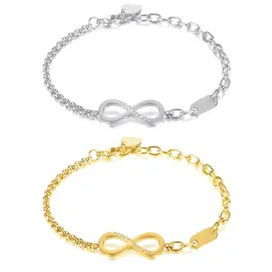 OIDEA Women's Infinity Love Charm Bracelet - Cubic Zirconia, Stainless Steel, Adjustable - Anniversary Birthday Jewelry Gift for Women, Bracelets