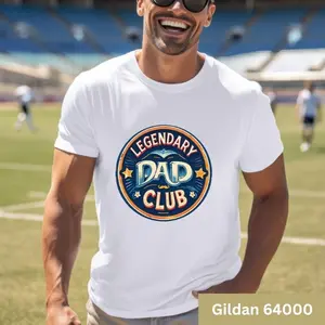 Legendary Dad Club T-Shirt | Funny Cotton Tee for Dad | Gildan 64000 Softstyle | Unisex Fit | Father’s Day or Birthday Gift from Kids | Breathable Casual Menswear | Classic Streetwear Top Crewneck Orange Shortsleeve Graphic Light Blue Tshirt