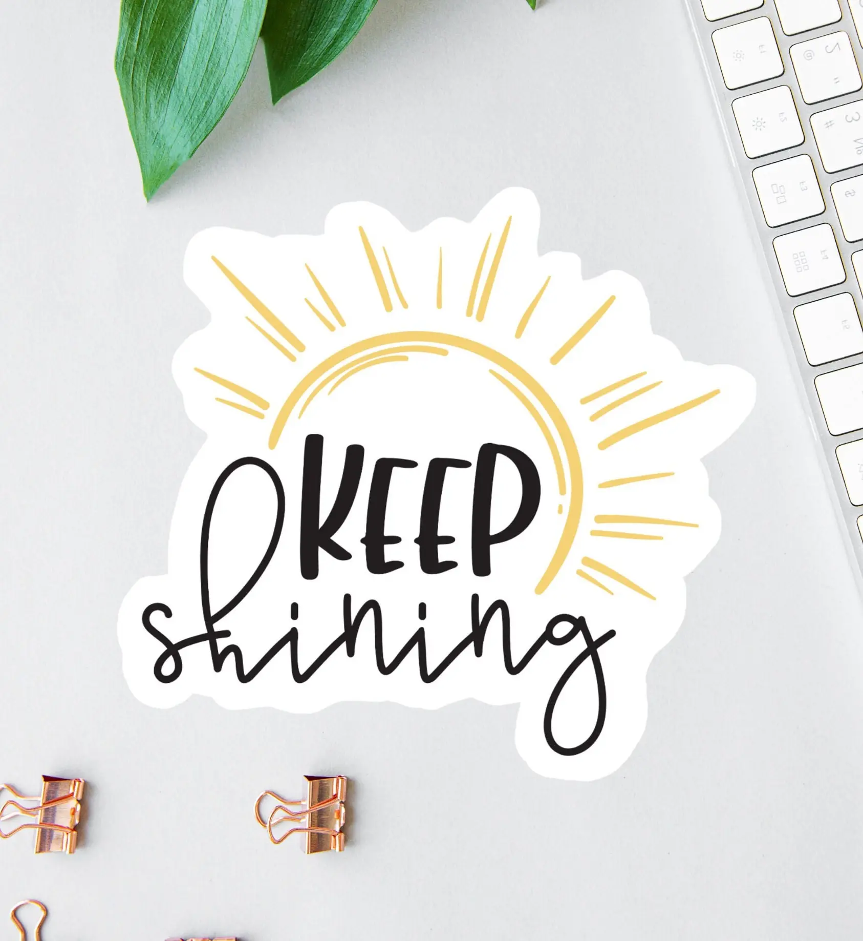 Keep Shining Decal, Sunshine Sticker, Laptop Sticker, Water Bottle Label, Uplifting Sticker Pack, Positive Vibes Sticker, Clear Label