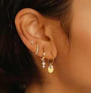 Stack Earrings For Women Jewelry Set Gold Plated Pearl Hoops, Cute Chain Style Cartilage Studs, and Long Dangle Earrings Accessories for Everyday Wear