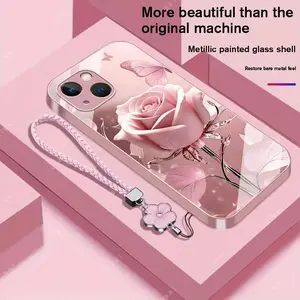Suitable for [iPhone 15] high-end phone case，a beautiful four-leaf clover lanyard is included,exquisite and high-end design,a variety of colors are available for you to choose from YM99