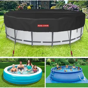 15 FT Round Swimming Pool Cover, Solar Pool Covers for Above Ground Pool, Inground Pools & Hot Tub with Adjustable Drawstring Design, 420D Oxford Fabric with PVC Lining Pool Cover