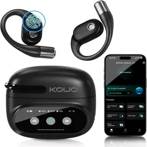 KOUO O1 Open-Ear Wireless Bluetooth 5.4 Headphones with LED HD Display High-Fidelity Sound IPX7 Waterproof for Office Sports Studying Audio Calls
