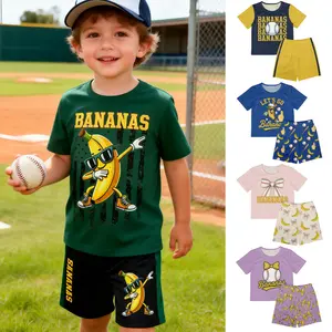Dabbing Banana Retro American Flag Banana Baseball Lover Boys Girls Kids Outfit Baseball Banana Funny Splatter Sports Toddler Clothes   Drip For Boys