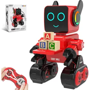Robots for Kids, te Control Robot Toy Intelligent Interactive LED Light Speaks Dance Moves Built-in Coin Bank Programmable Rechargeable RC Robotic Kit (Red)