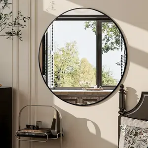 Round Bathroom Mirror Wall Mirror 24 x 24, Black