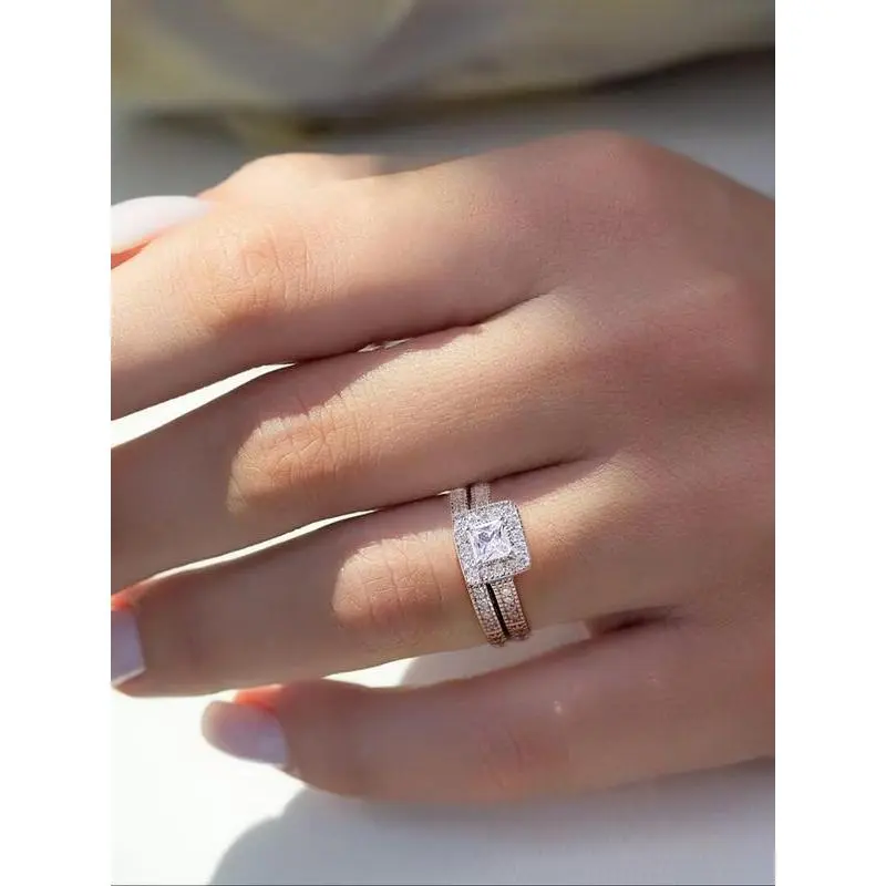 S925 Sterling Silver Luxury Sparkle Square Artificial Zircon Engagement Rings for Women, Eternal Promise Wedding Ring, Ladies Fine Jewelry Anniversary Gift S925 Sterling Silver Luxury Sparkle Square Artificial Zircon Engagement Rings for Women, Eternal Promise Wedding Ring, Ladies Fine Jewelry Anniversary Gift