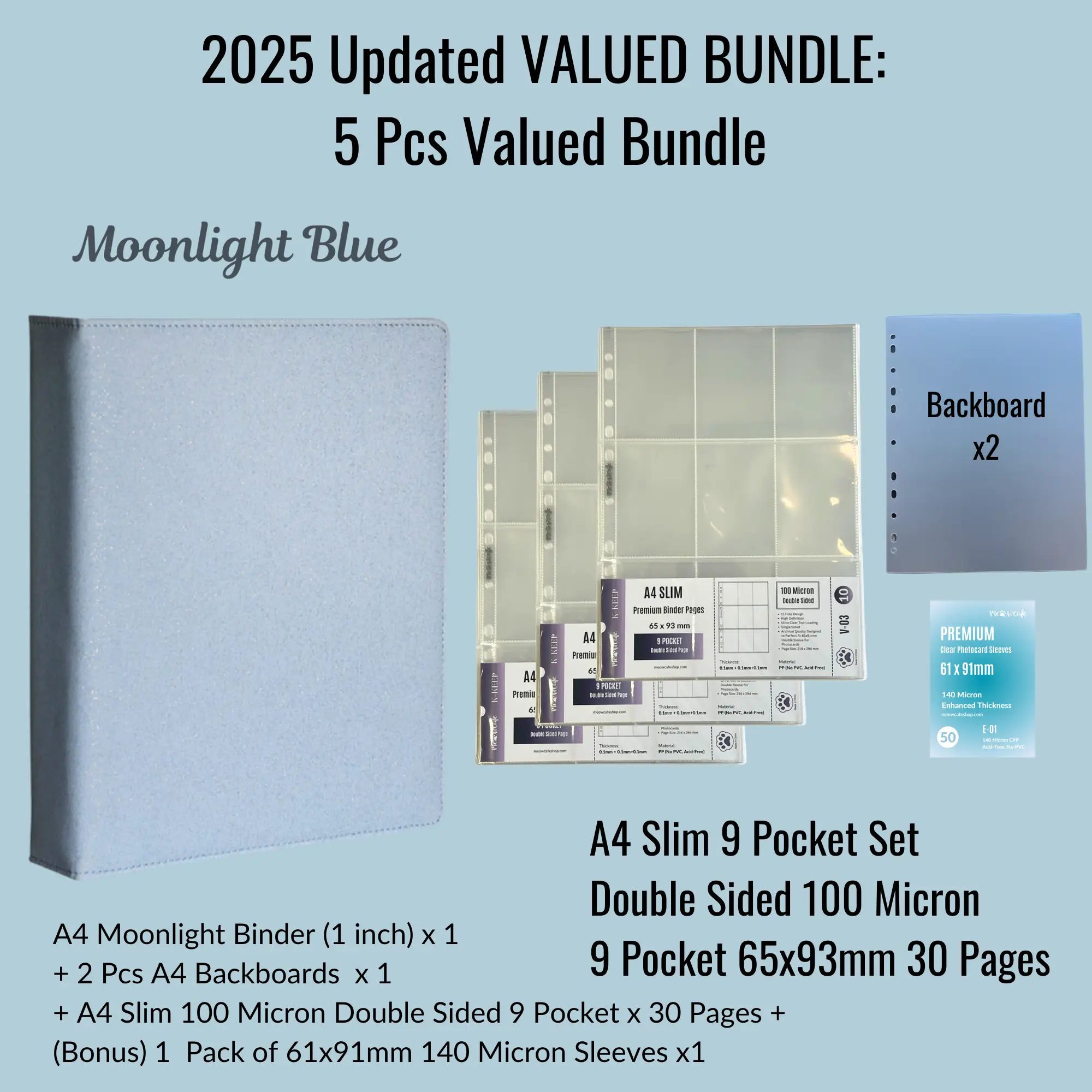 [2025 Updated Version] K-KEEP [A4 Standard] Binder - [Moonlight Series] - Elegant PU Leather Kpop Photocard Binder - [Improved 1 Inch D-Ring]
