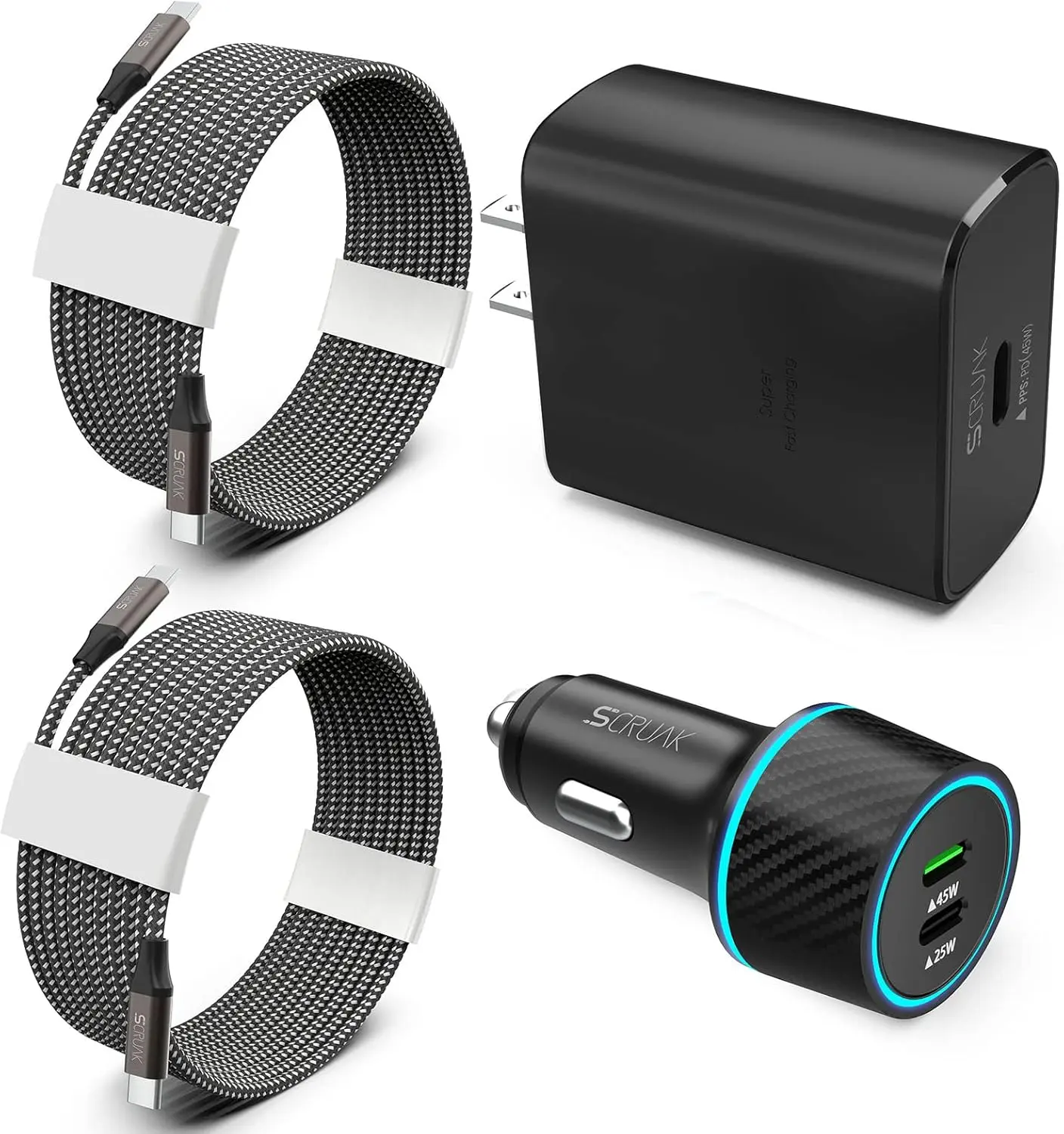 S S Ultra Charger Type C, SCRUAK W PPS Super Fast USBC Wall/Car Charger for Samsung Galaxy S Ultra/S+/S/S Ultra/S+/S/S/S/Note /Note +(with X .FT A Type C Cable)