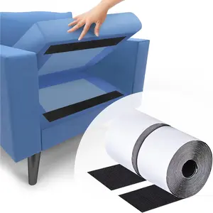 4 Inch x 18  Black Hook and Loop Tape with Adhesive, Nylon Heavy Duty Hook and Loop Tape Strips, Non Slip Rug Grippers, Wall Adhesive Strips, Keep Couch Cushions from Sliding - Black