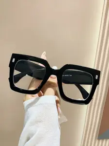 Unisex Transparent Square Frame Glasses, Classic Minimalist Design, Suitable for All Face Types, Daily Use, Office, Reading, TV, Gaming Accessories