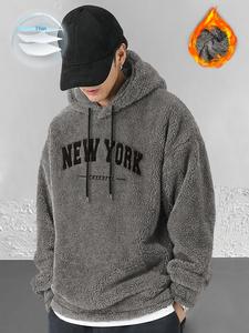 Graphic Hoodies Fuzzy Sherpa Fleece Pullover Sweatshirts Long Sleeve Outwear