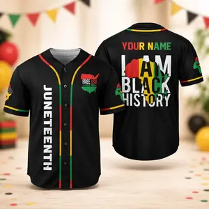 Personalized Juneteenth Baseball Jersey, Custom NameJuneteenth Baseball Jersey, Black History Month Jersey, African American Baseball Jersey #Baseballjersey