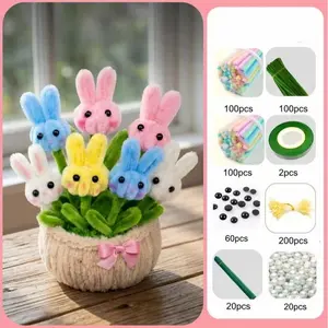 DIY Rabbit Craft Kit, Includes Instructions & Soft Durable Cleaning Tubes, Perfect for Indoor Decoration, Easter Bunny Set