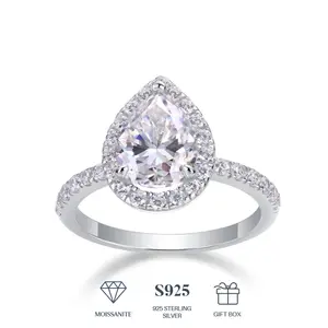 [AGrace Jewelry] Lab Grow Synthetic Moissanite Ring 7*9mm Pear-Cut Micro-Inlay Men Women Jewelry Gifts Wedding Engagement Birthday Anniversary Prom Party Holiday Date Casual "Sparkle Pulse"R12967