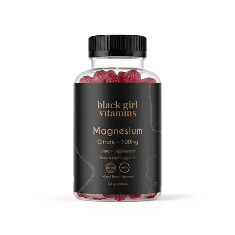 Black Girl Vitamins Magnesium Citrate 100mg Mixed Berry Flavored Gummies Dietary Supplement 60 Count