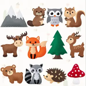 12-Piece Woodland Animals Craft Kit Kids DIY Crafting and Sewing Set Woodland Animals Felt Plushie for Girls and Boys Educational Beginners Sewing Set Sewing Kits for Kids