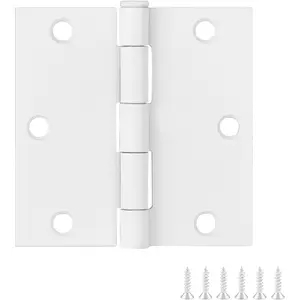 6-Pack Painted White Interior Door Hinges – 3.5-inch x 3.5-inch – Square Corner Radius Steel Door Hinge – Fits Standard Doors