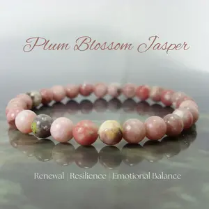 Lovskaya Plum Blossom Jasper Natural Crystal Bead Bracelet Fashionable Elegant Unisex Jewelry for Adults Youth Versatile Occasions