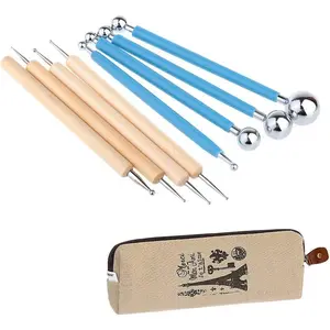 Ecjiuyi Paper Flower Tools - 8 Piece Polymer Clay Sculpting Pottery Tools for Mandala Rock Painting, Embossing Pattern Supplies