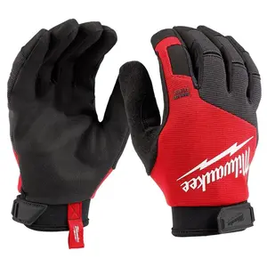 Large Lightweight Work Gloves - Gray with Red Hardware Accents, Multi-Purpose Unisex Fit, Water Resistant, Cut Resistant, ANSI/ISEA Rating Not Rated