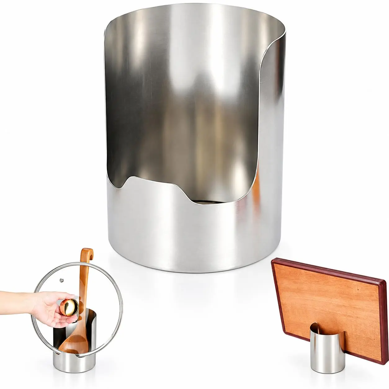 Stainless Steel Kitchen Counter Accessory - Vertical Utensil Holder, Multifunctional Spoon & Lid Rest for Stove Top, Kitchen Utensil Organizer | Cooking Tool Storage for Homes Apartments RV Campers