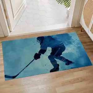 Ice Hockey Pattern Diatomite Door Mat, Non-Slip Absorbent Rug, Indoor Outdoor Use, Best Choice for Kitchen Dining Bathroom Bedroom