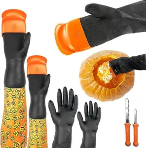 Adult + Kids Family Pumpkin Glove Scraper Combo Kit Cleaning Halloween