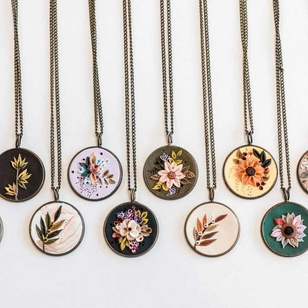 Floral Earth Clay Necklace