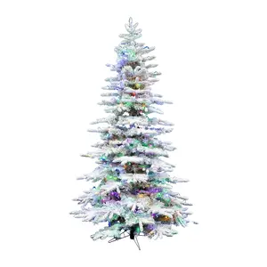 6.5' White Pine Snowy Artificial Christmas Tree with Multi