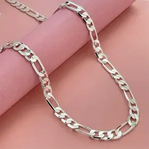 Silver Plated Necklace Fashion Classic  Cuban Chain 6mm Three Room One Three Comparison One Necklace Zinc Alloy womens gifts gifts for women sensual gifts for women cute gifts for girlfriend mothers day gifts ideas y2k accessories