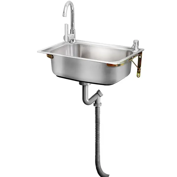 Stainless Steel Sink Wall Mount Commercial Hand Washing Station,Kitchen Single Bowl Utility Sink,W/Gooseneck Faucet And Strainer,For Home Garage Restaurant Laundry Rv Bathroom Store