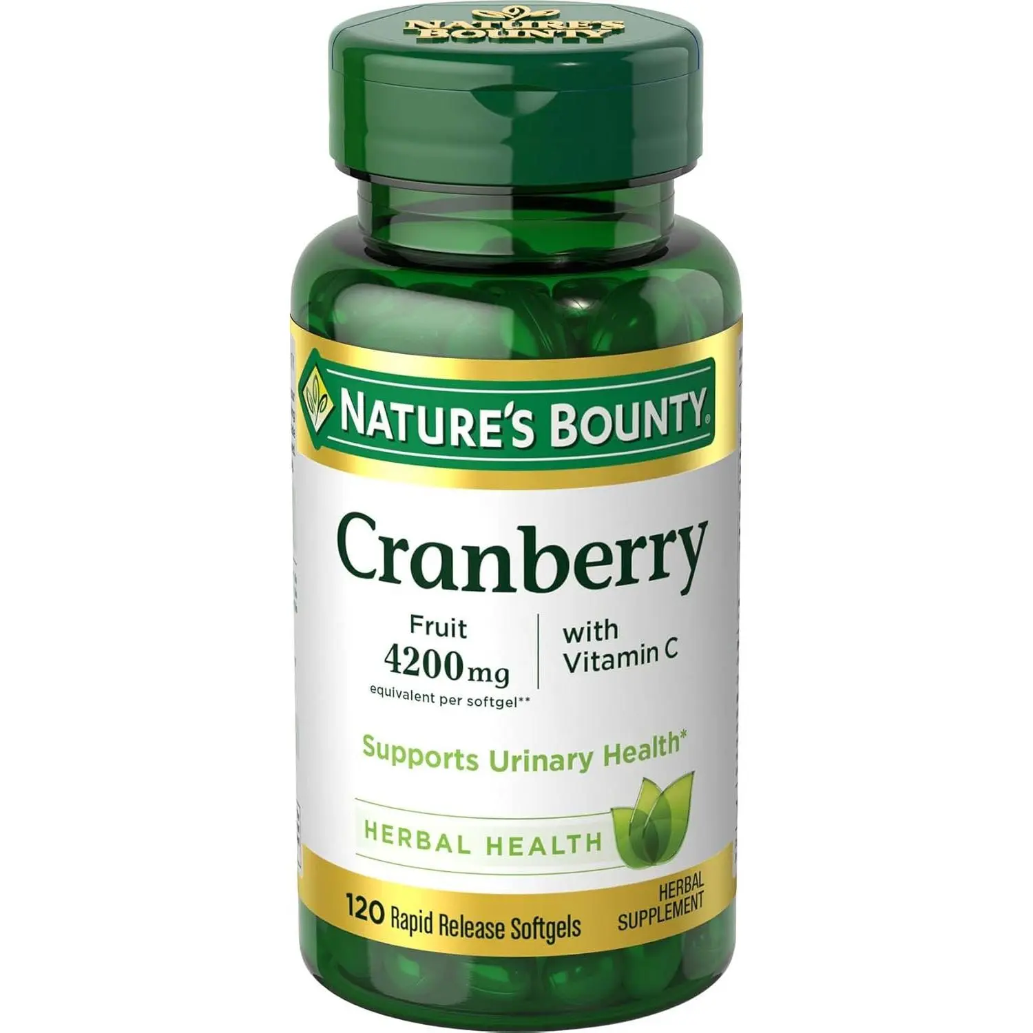 Nature's Bounty Women's Concentrated Cranberry Softgels - Sugar-Free, Free from Artificial Sweeteners, No Artificial Flavor, 4200mg Concentrate with Vitamin C, Antioxidant, Urinary Tract & Immune Support, 120 Count for Adults, Soft Gel