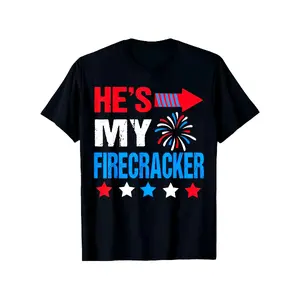 [100% Cotton] 100% Cotton He''s My Firecracker His And Hers Matching 4th Of July Couple T ShirtHappy Mother Day Shirt for Mom Best Mom Ever Graphic Tee Gift