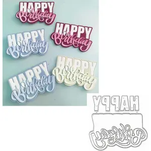 Happy Birthday Letter Metal  Cuts, Words HappyBirthday Frame Stencils DIY Crafts Cards  Dies Cuts for DIY Embossing Card Making Photo Decorative Paper Dies Scrapbooking