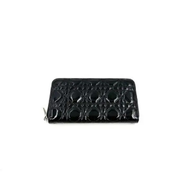 Pre-owned Dior As Shown Crossbody Bags HZ 09790 Christian Black Patent Leather Cannage Lady Wallet 26.01.15