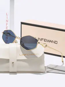 Linfemand Vintage Metal Polygon Sunglasses, Geometric Design, Lightweight Comfortable Trendy Glasses, Daily Wear Street Style Gift, Irregular Shaped Sunglasses