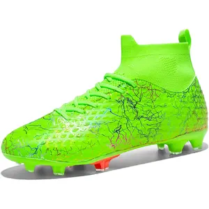 Men's High-Top Breathable Outdoor Athletic Professional Spikes Soccer Cleats Football Shoes for Youth Boys Unisex