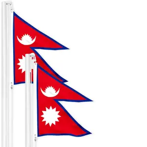 G128 2 Pack: Nepal Nepali Flag | 3x5 Ft | LiteWeave Pro Series Printed 150D Polyester | Country Flag, Indoor/Outdoor, Vibrant Colors, Brass Grommets, Thicker and More Durable Than 100D 75D Polyester