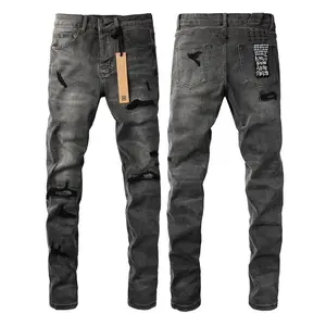 Men Women Black Vintage Patch Embroidered Cross Jeans High Street Skinny Stretch Streetwear Soft Comfortable Daily Denim
