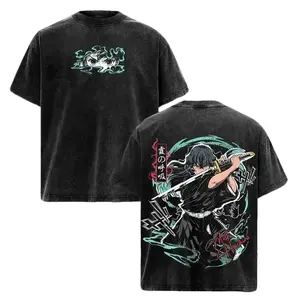 valentine shirts "Mist Hashira" Tokito Muichiro Demon Slayer Infinity Castle Art Anime Graphic Tee Oversized Acid Washed Lightweight Cotton Men Shirts Anime Streetwear Casual Menswear Gift for Anime Fans Demon Slayer Merch
