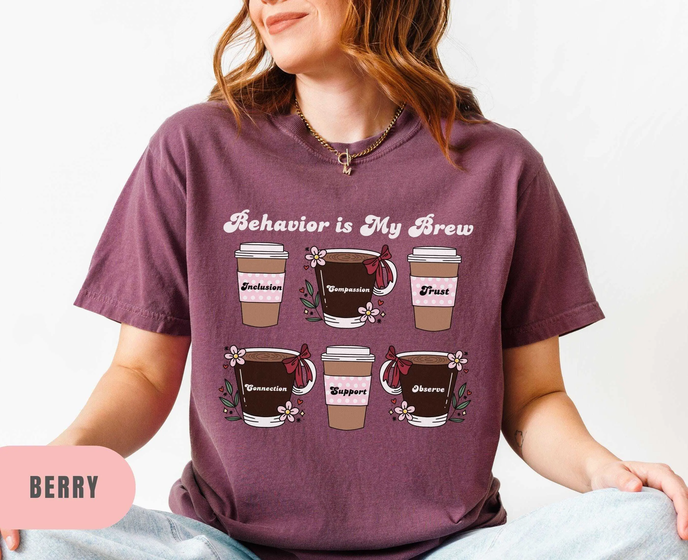 BCBA Shirt, Comfort Colors ABA shirts, RBT t shirt, Behavior Analyst tee, coffee lover tee, aba therapy tshirt, behavior technician gifts Cotton Knit Check Collars
