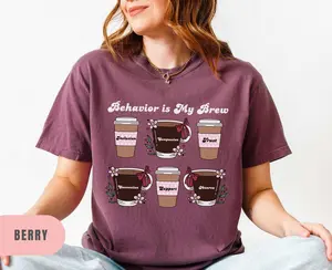 BCBA Shirt, Comfort Colors ABA shirts, RBT t shirt, Behavior Analyst tee, coffee lover tee, aba therapy tshirt, behavior technician gifts Cotton Knit Check Collars