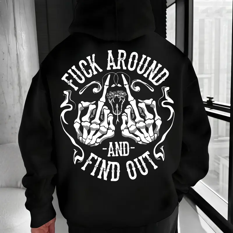 Fuck Around and Find Out Hoodie – Badass Skeleton Middle Finger Skull T Shirt for Men – Savage Attitude Graphic Sweatshirt