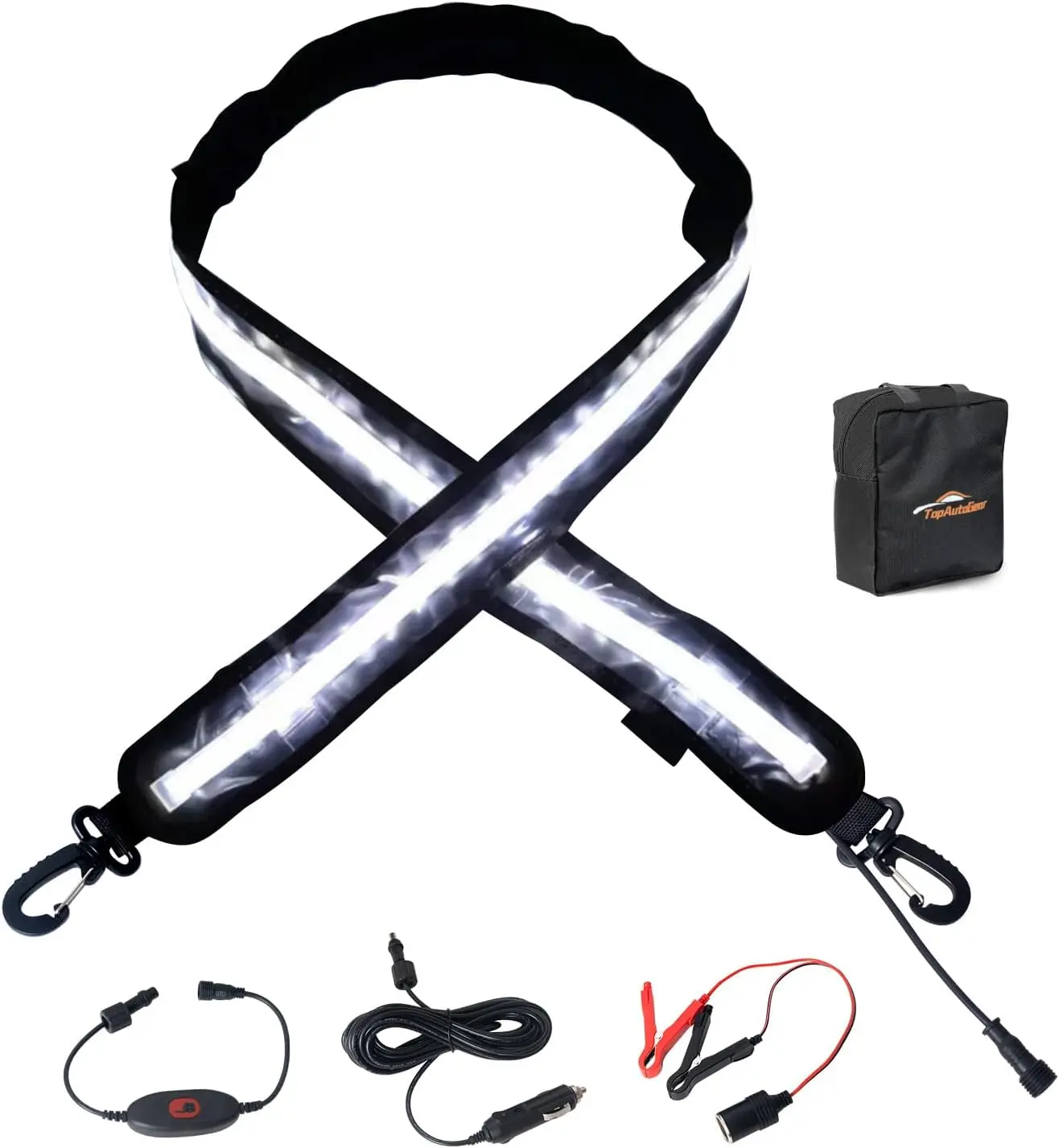 12V Dimmable 2835 SMD LED Light Strip, 4-Ft IP67 Waterproof PVC-Nylon Awning Lamp with 140 LED Beads, Multi-Mode Portable White Outdoor Light for RV Users, Camping (w/Storage Pouch, Automotive & Marine Use)