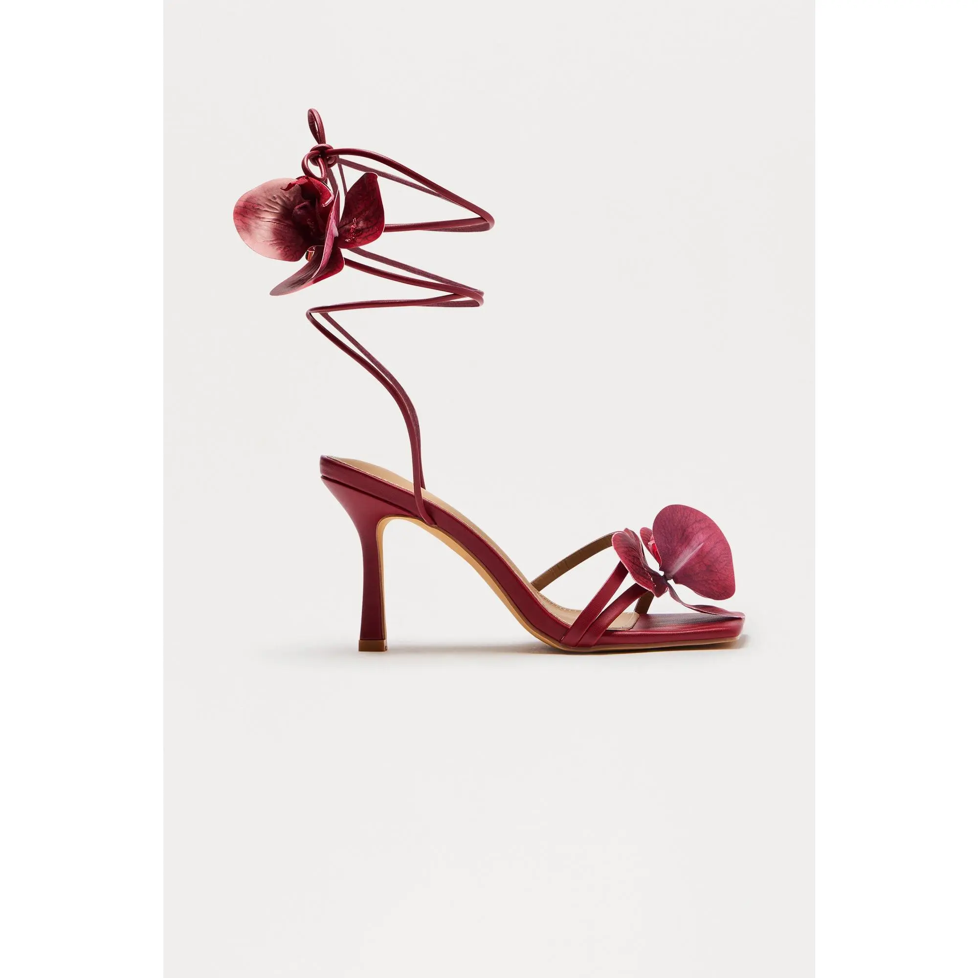 Bliss Flower Wrap Up Heels - Burgundy Bliss Flower Wrap Up Heels - Burgundy